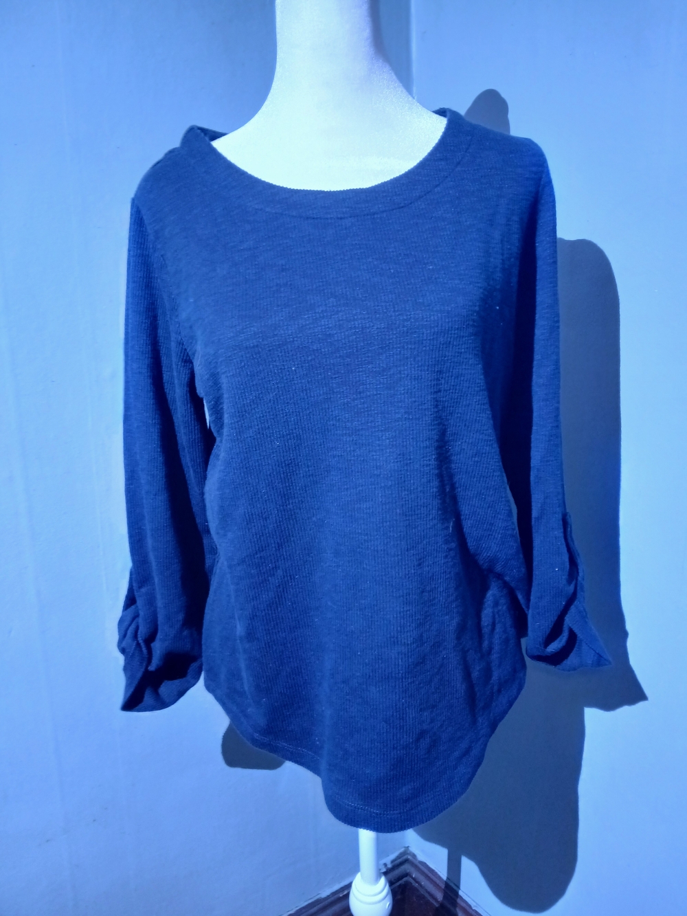Christopher & Banks Dark Blue Long Sleeve Button‑Back Top | Size M